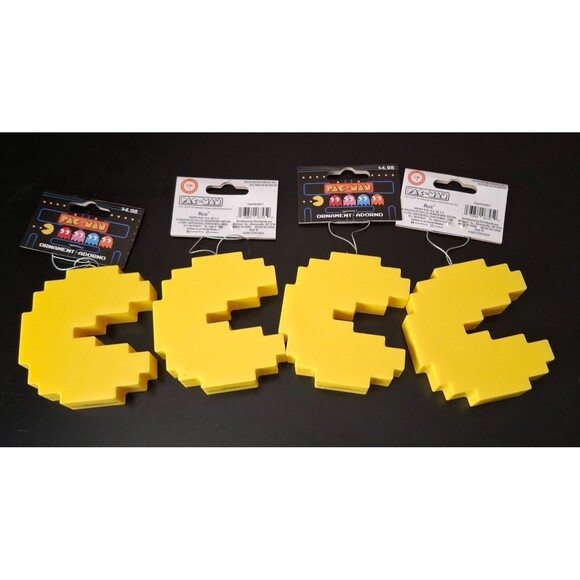 Lot 0f 4 New Pac Man Yellow Game Figures Christmas Ornament  Decor 2024 Ruz - Picture 7 of 9